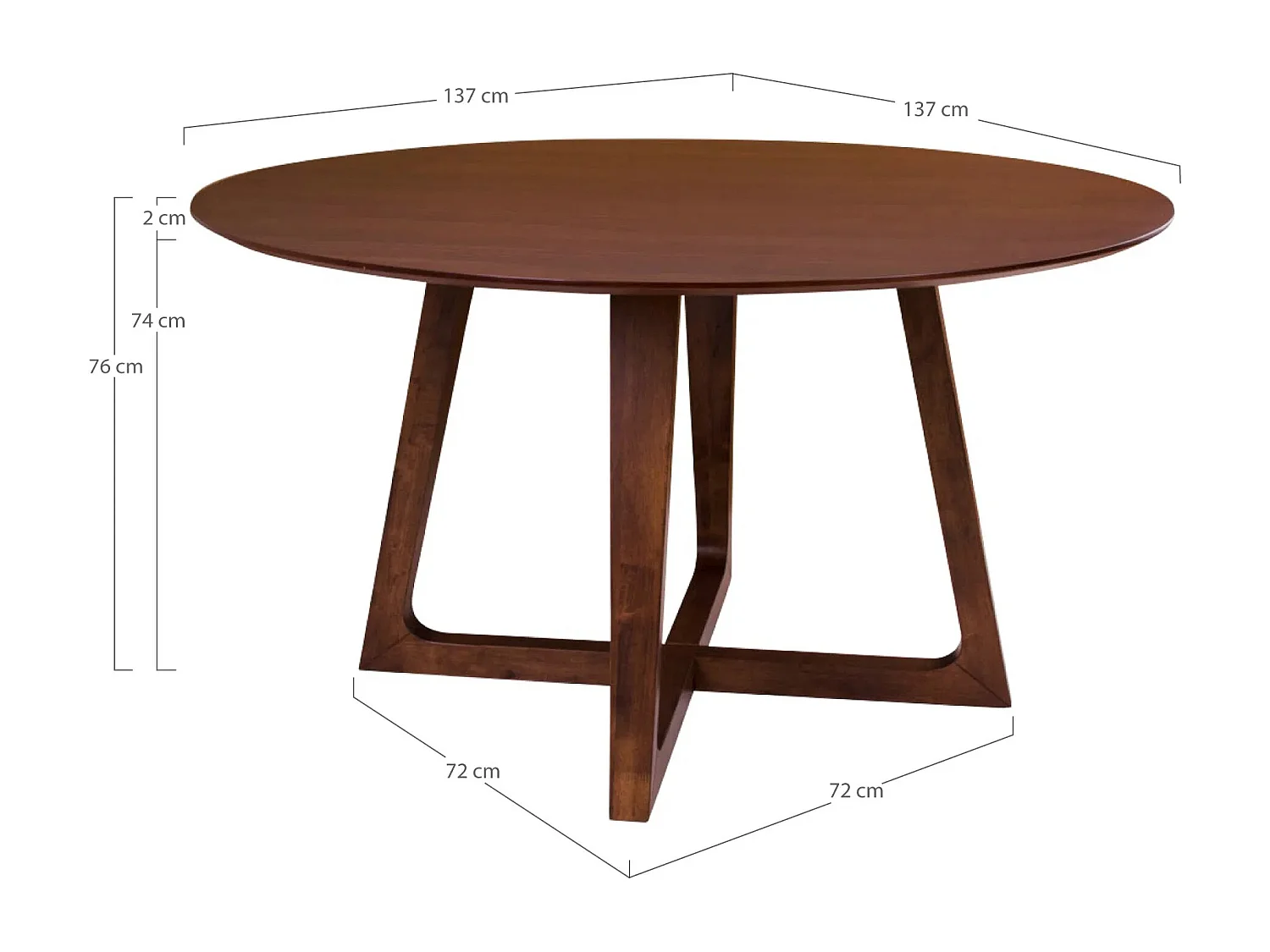 Table de salle à manger BRAKO Ø137cm – Placage noyer naturel