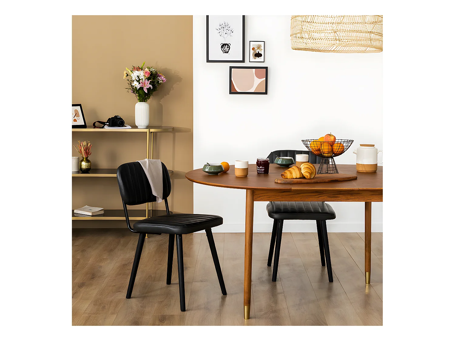 Hogarn - Table à manger extensible 4 à 8 personnes 120-155x120cm - Bois foncé