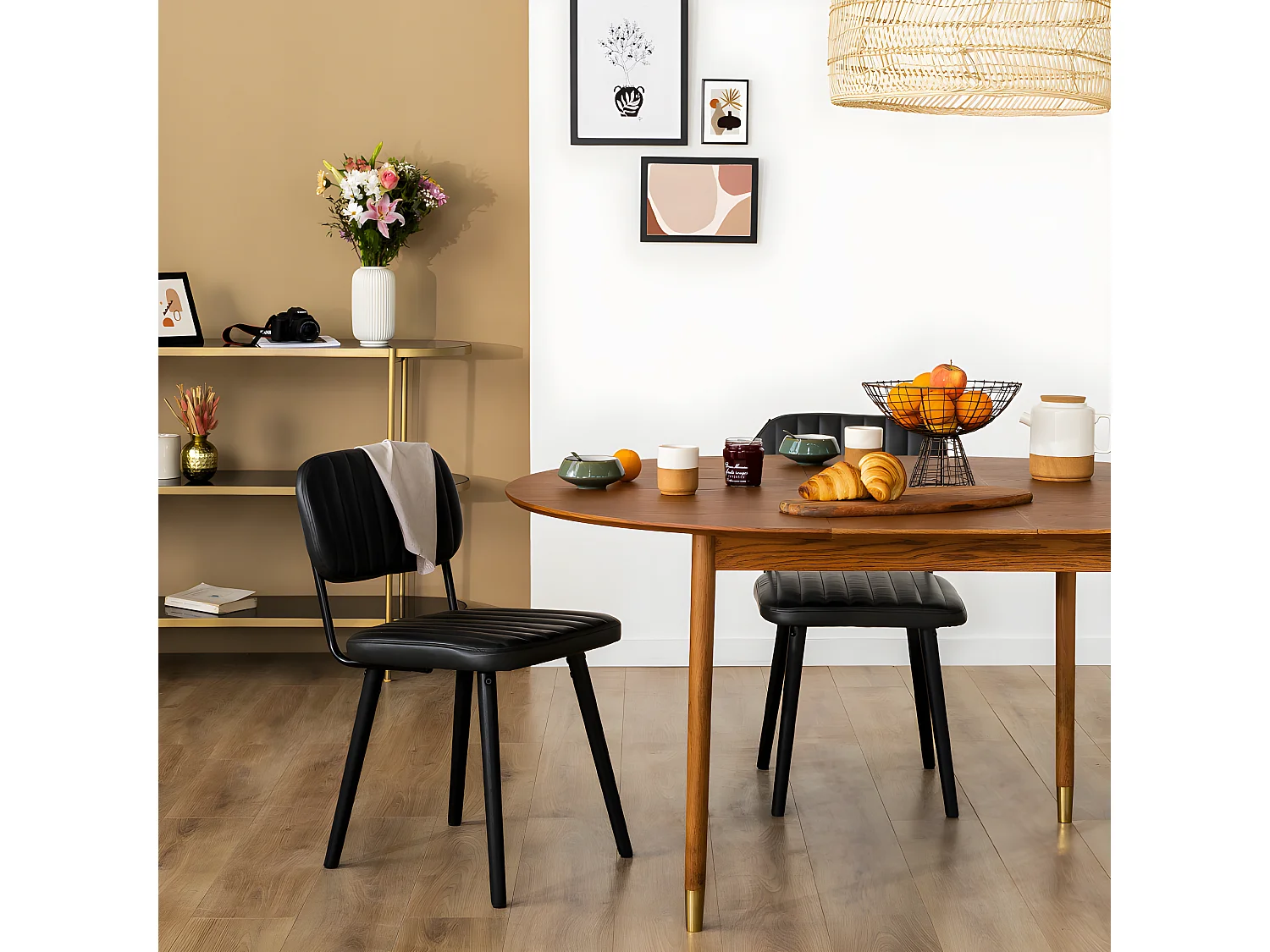 Hogarn - Table à manger extensible 4 à 8 personnes 120-155x120cm - Bois foncé