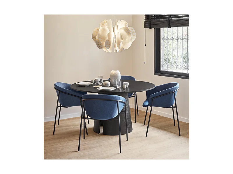 Cep - Table à manger ronde en bois ø137cm - Couleur - Noir