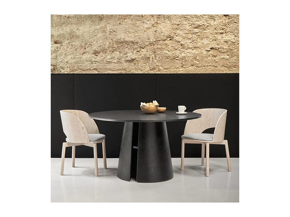 Ronde tafel 4 plaatsen in zwart hout Ø137 h75 cm