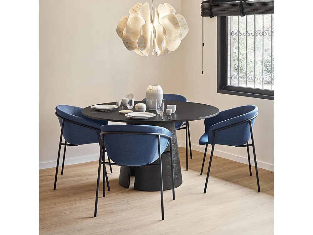 Cep - Table à manger ronde en bois ø137cm - Couleur - Noir