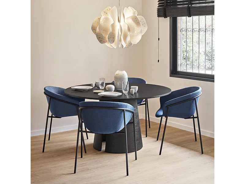 Cep - Table à manger ronde en bois ø137cm - Couleur - Noir