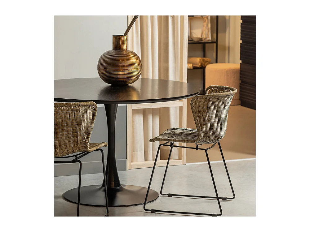 Mesa de comedor redonda en negro MDF Sammy