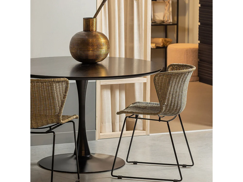 Mesa de comedor redonda en negro MDF Sammy