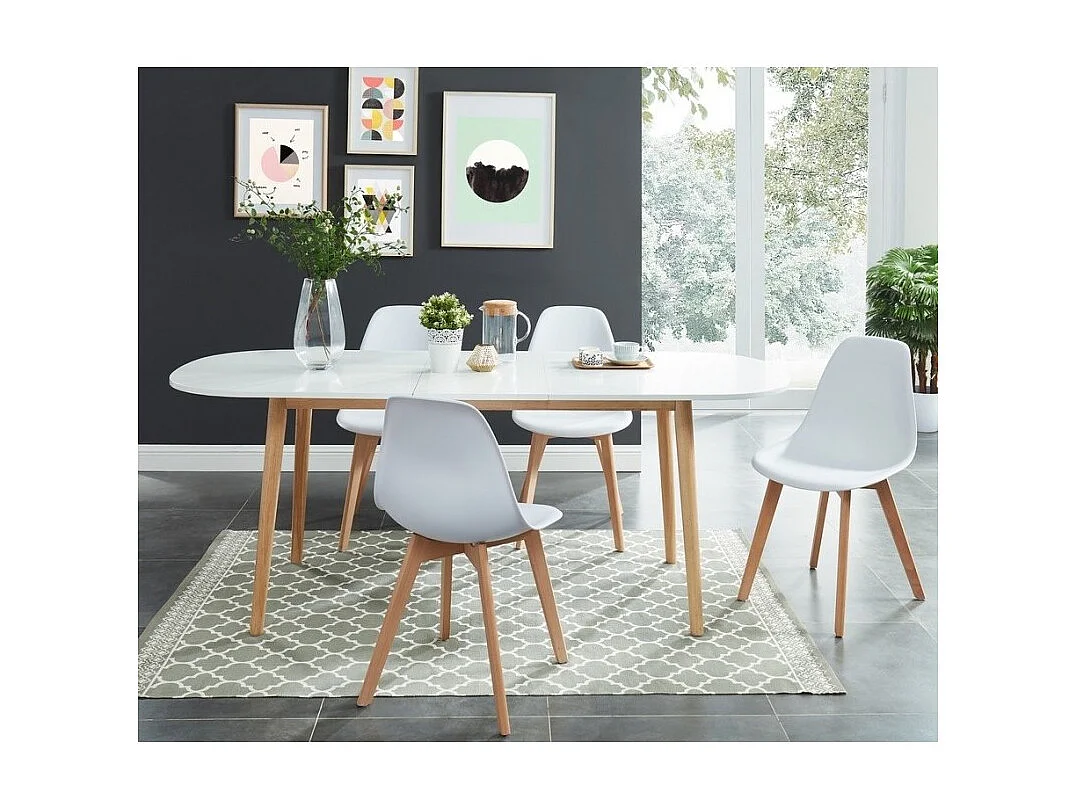 Table extensible ERIKA laqué blanc mat 160 à 200cm