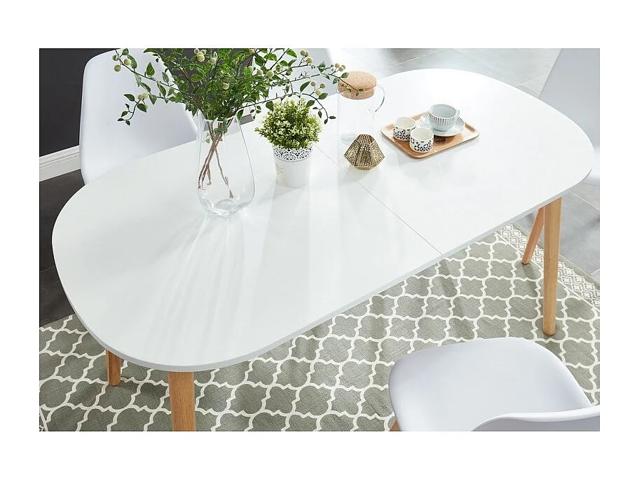 Table extensible ERIKA laqué blanc mat 160 à 200cm