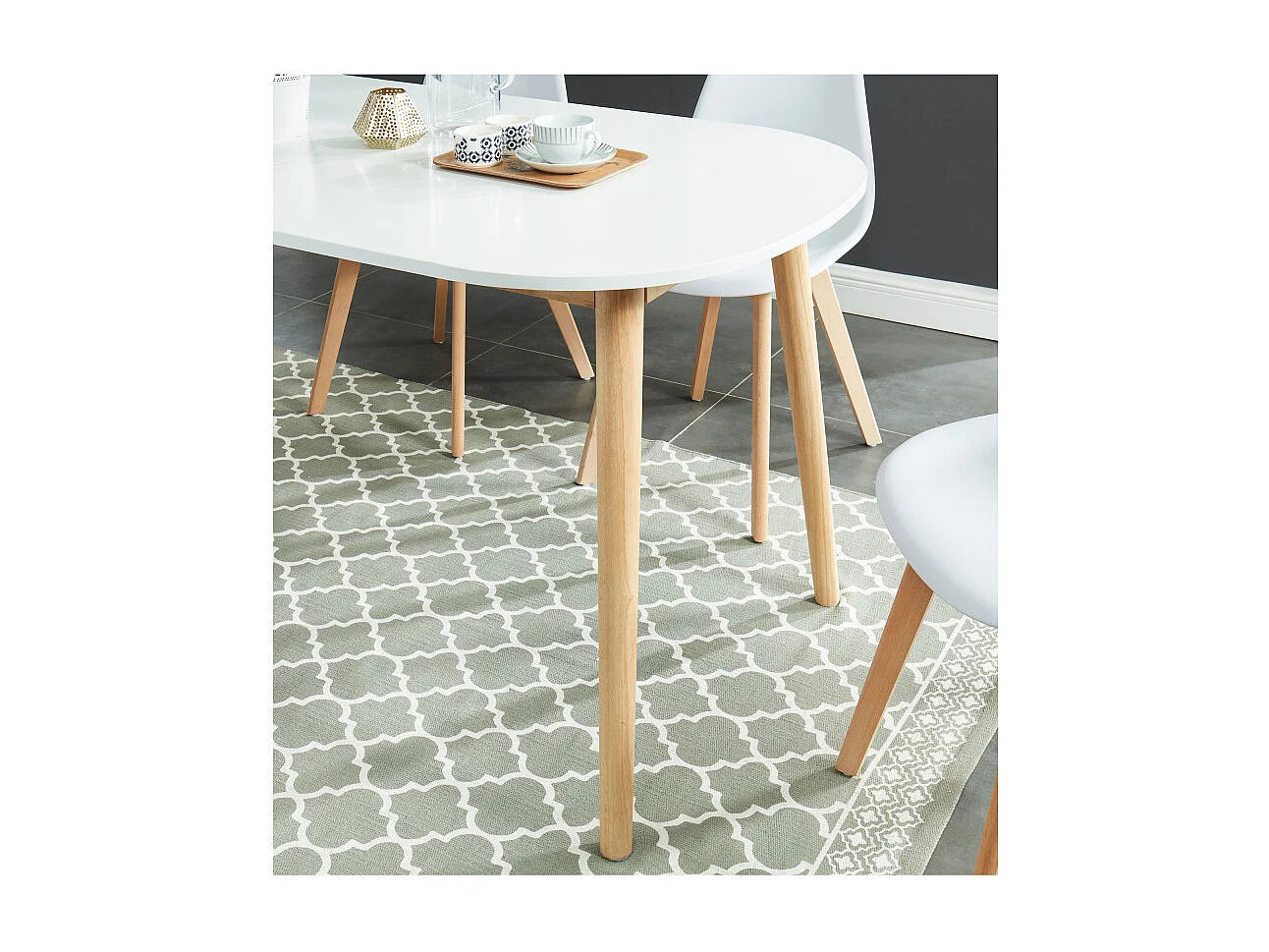 Table extensible ERIKA laqué blanc mat 160 à 200cm