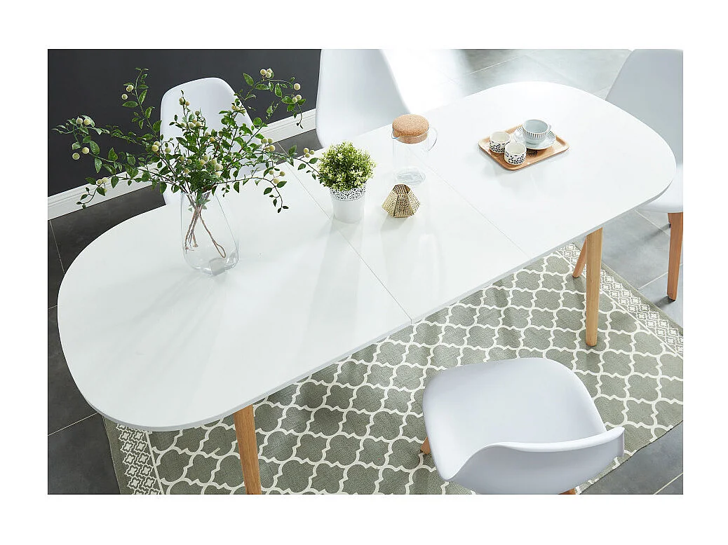 Table extensible ERIKA laqué blanc mat 160 à 200cm