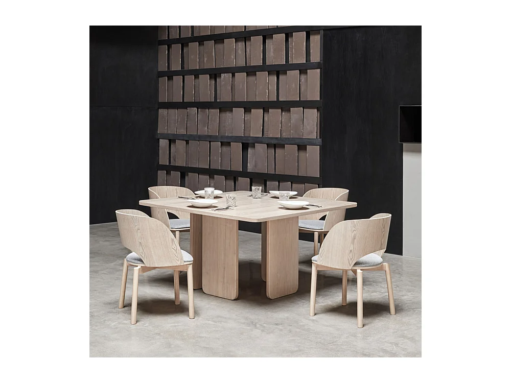 Arq - Table à manger 6 personnes carrée en bois - Couleur - Bois clair