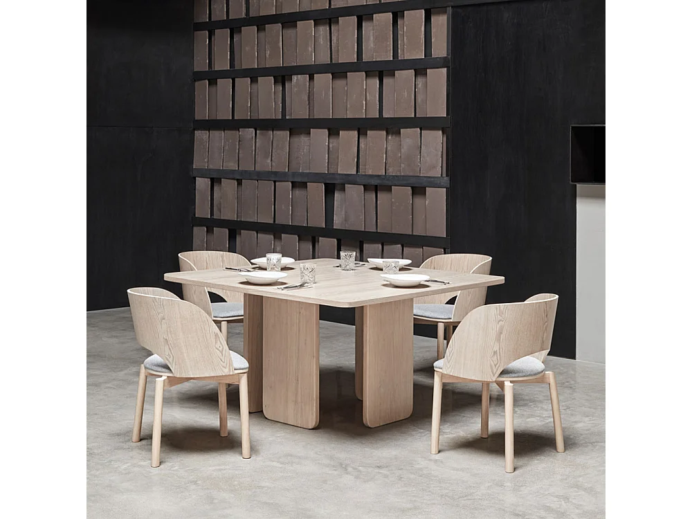 Arq - Table à manger 6 personnes carrée en bois - Couleur - Bois clair