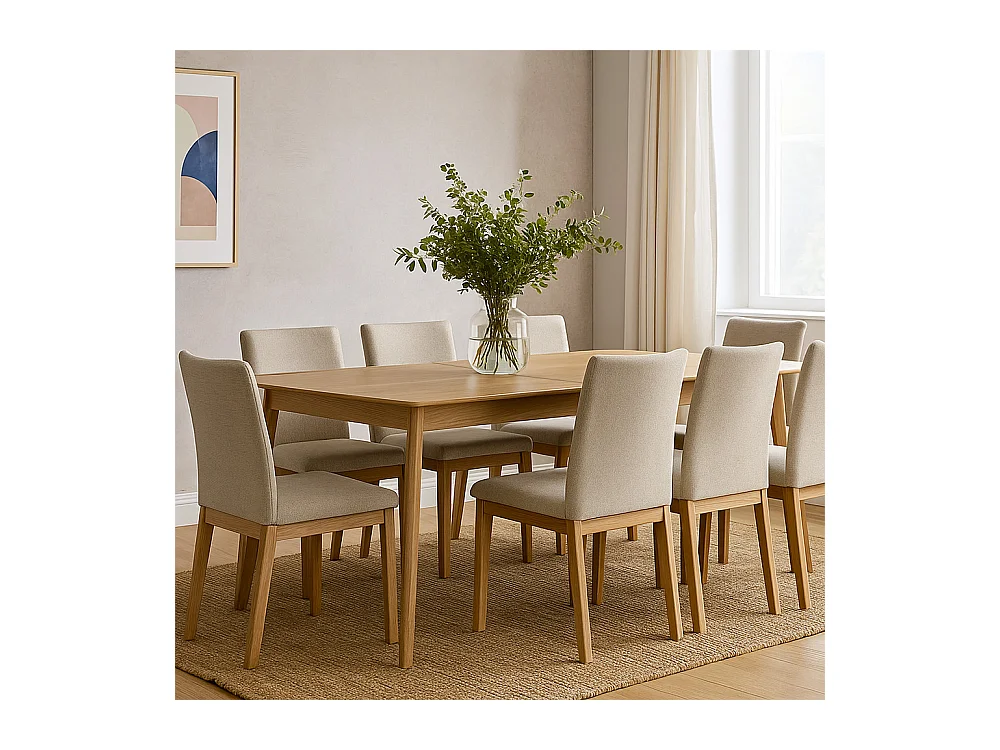 Skoll - Table à manger extensible 8 à 12 personnes 180-230x80cm - Bois clair