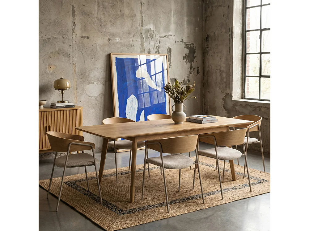 Skoll - Table à manger extensible 8 à 12 personnes 180-230x80cm - Bois clair