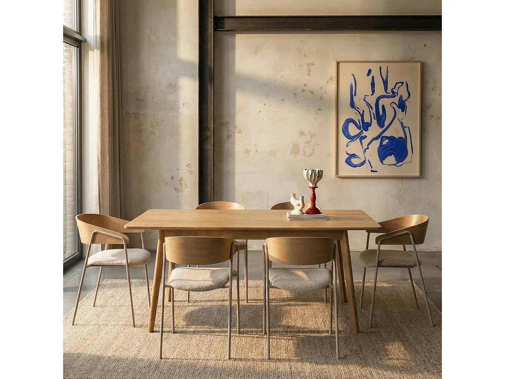 Skoll - Table à manger extensible 8 à 12 personnes 180-230x80cm - Bois clair