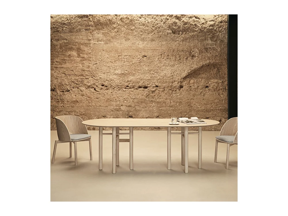 Junco - Table à manger ovale en bois 200x100cm - Couleur - Bois clair