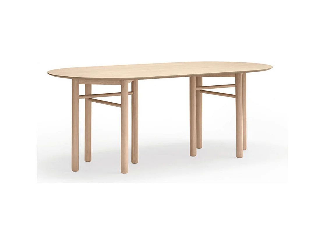 Junco - Table à manger ovale en bois 200x100cm - Couleur - Bois clair