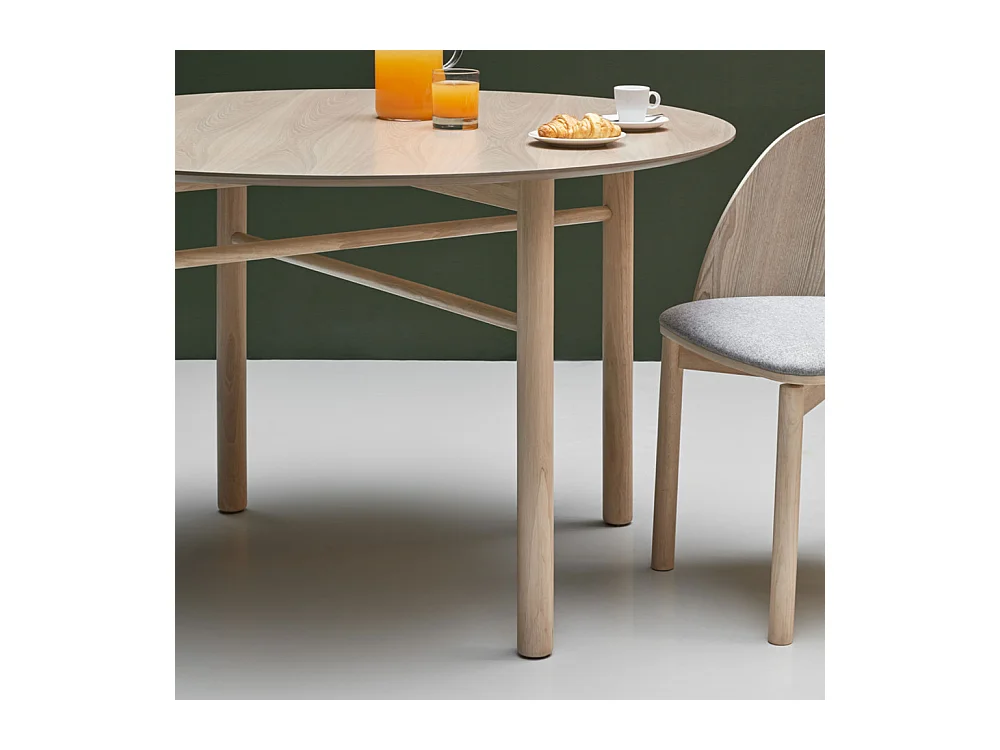Junco - Table à manger 4 personnes ronde en bois - Bois clair