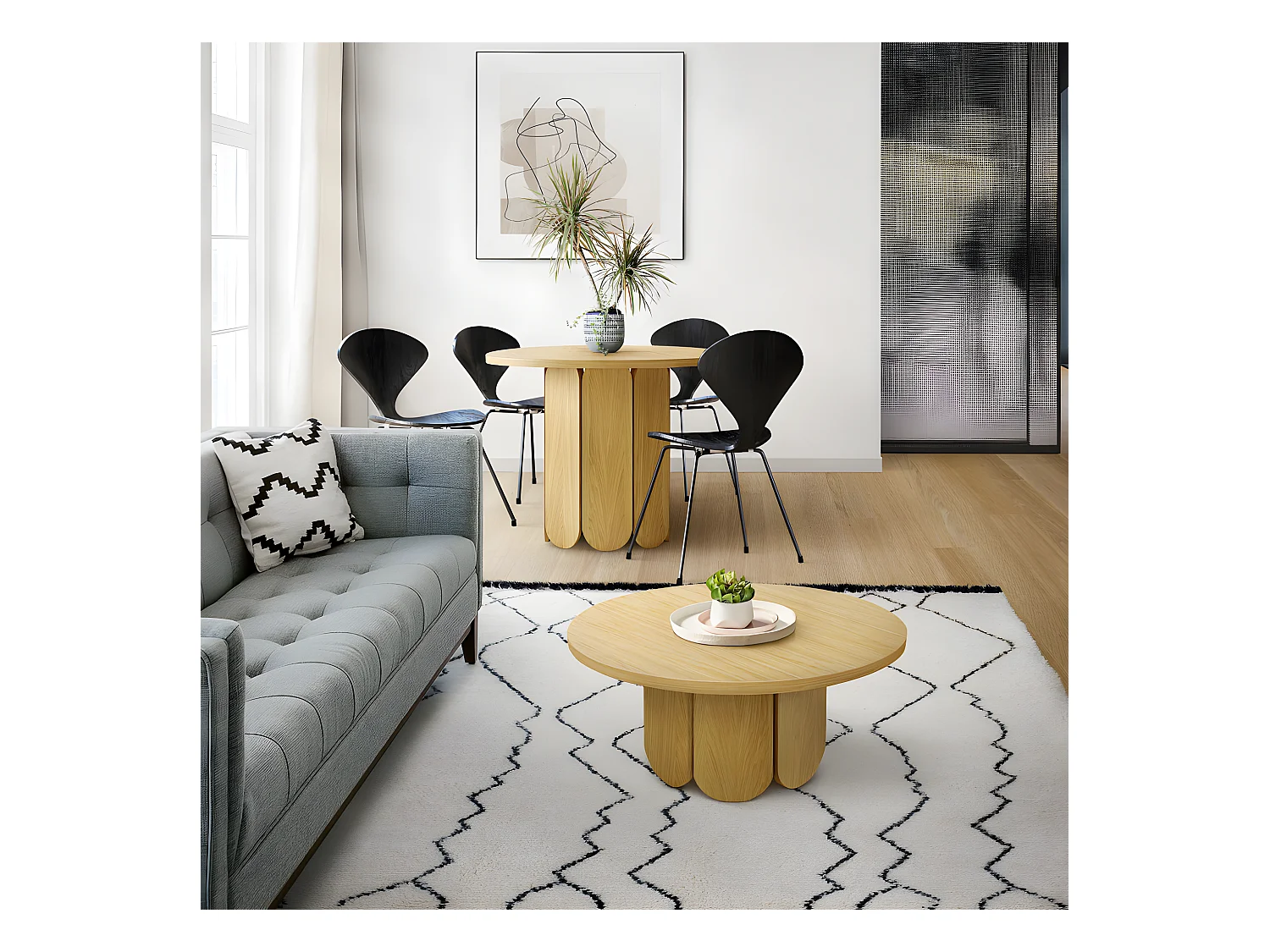 Table à Manger Ronde Design "Soft" 98cm Chêne