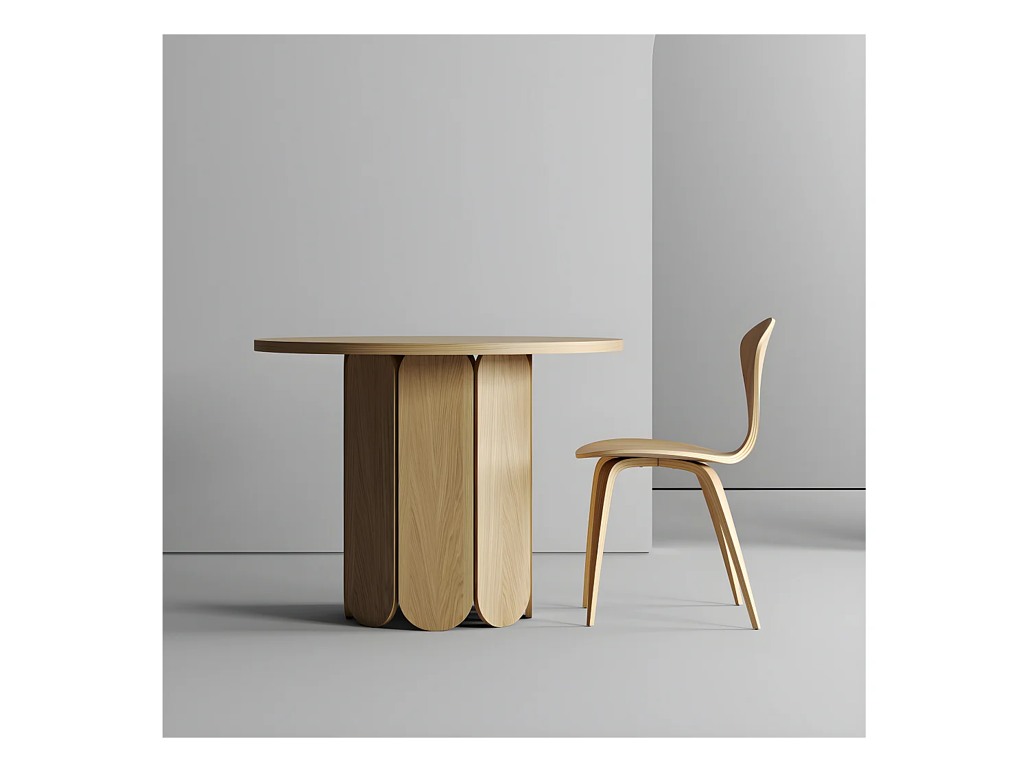 Table à Manger Ronde Design "Soft" 98cm Chêne