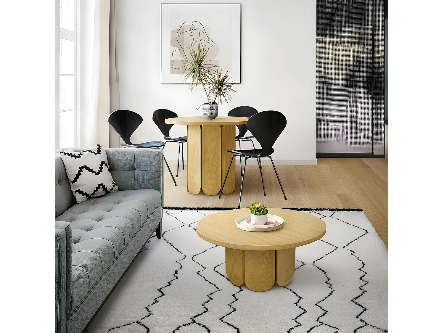 Table à Manger Ronde Design "Soft" 98cm Chêne