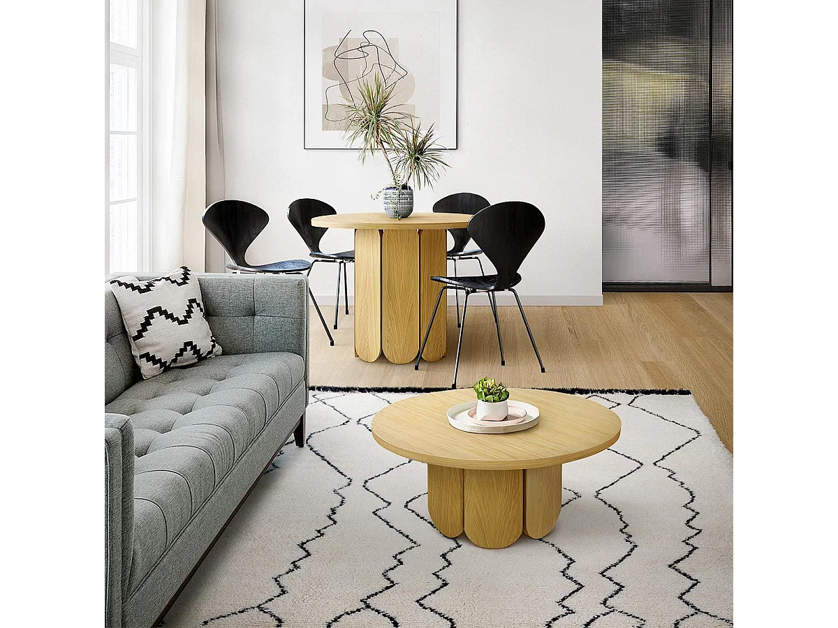 Table à Manger Ronde Design "Soft" 98cm Chêne