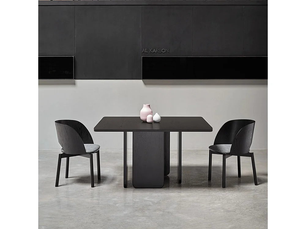 Arq - Table à manger 6 personnes carrée en bois - Couleur - Noir