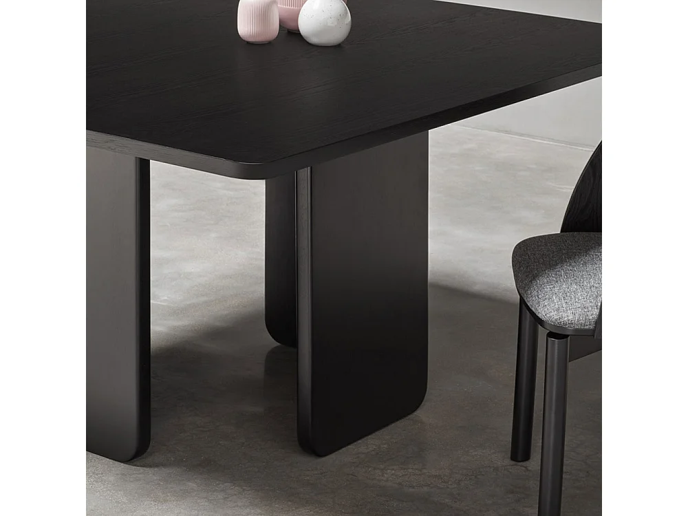 Arq - Table à manger 6 personnes carrée en bois - Couleur - Noir