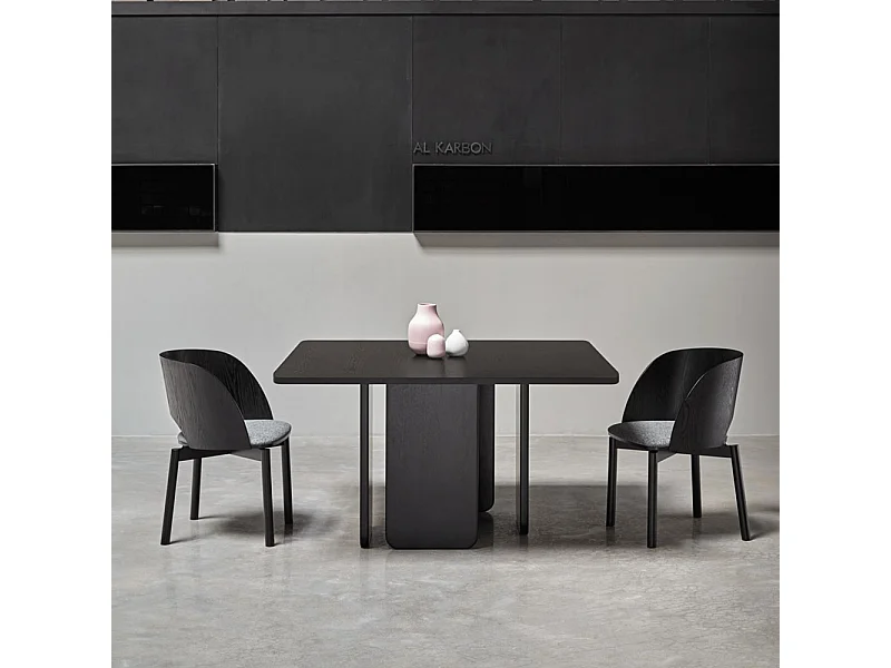 Arq - Table à manger 6 personnes carrée en bois - Couleur - Noir