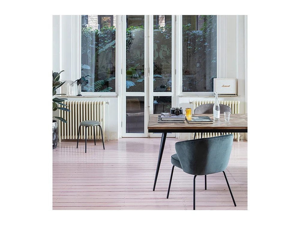 Rhombic - Table à manger 10 personnes en teck recyclé et métal - Naturel