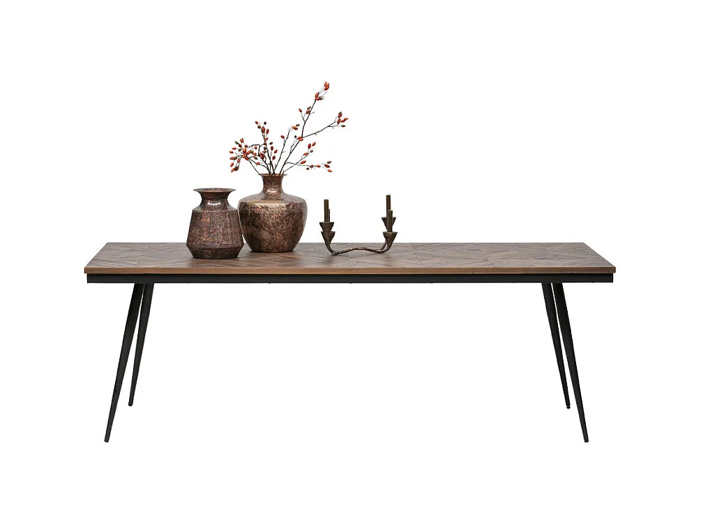 Rhombic - Table à manger 10 personnes en teck recyclé et métal - Naturel