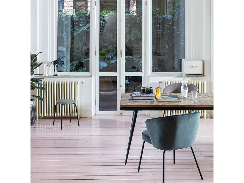 Rhombic - Table à manger 10 personnes en teck recyclé et métal - Naturel