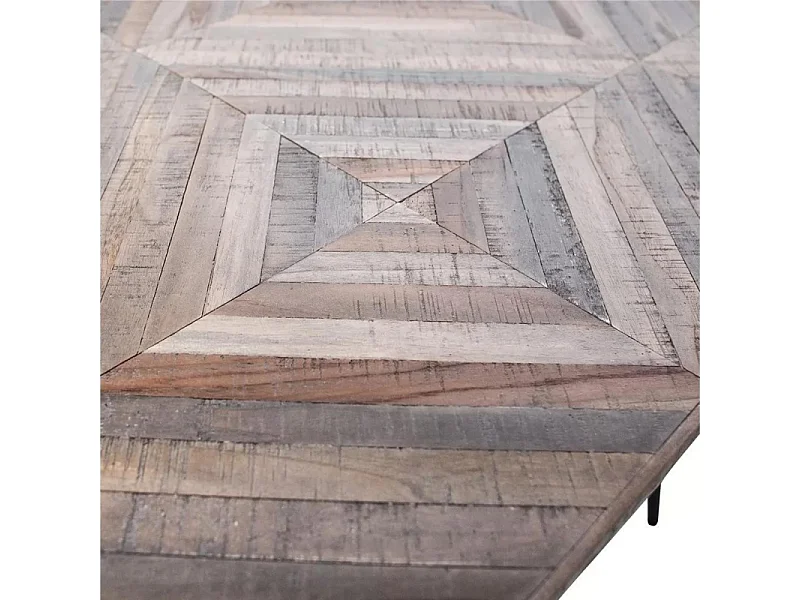Rhombic - Table à manger 10 personnes en teck recyclé et métal - Naturel
