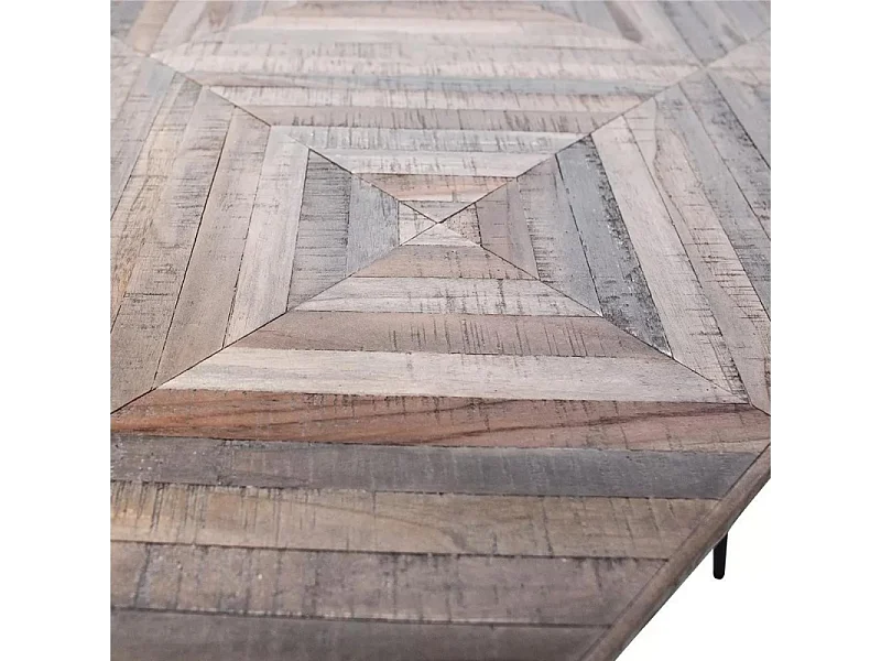 Rhombic - Table à manger 10 personnes en teck recyclé et métal - Naturel