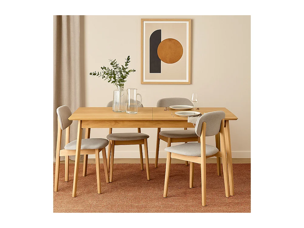 Skoll - Table à manger extensible 4 à 8 personnes 150-200x80cm - Bois clair
