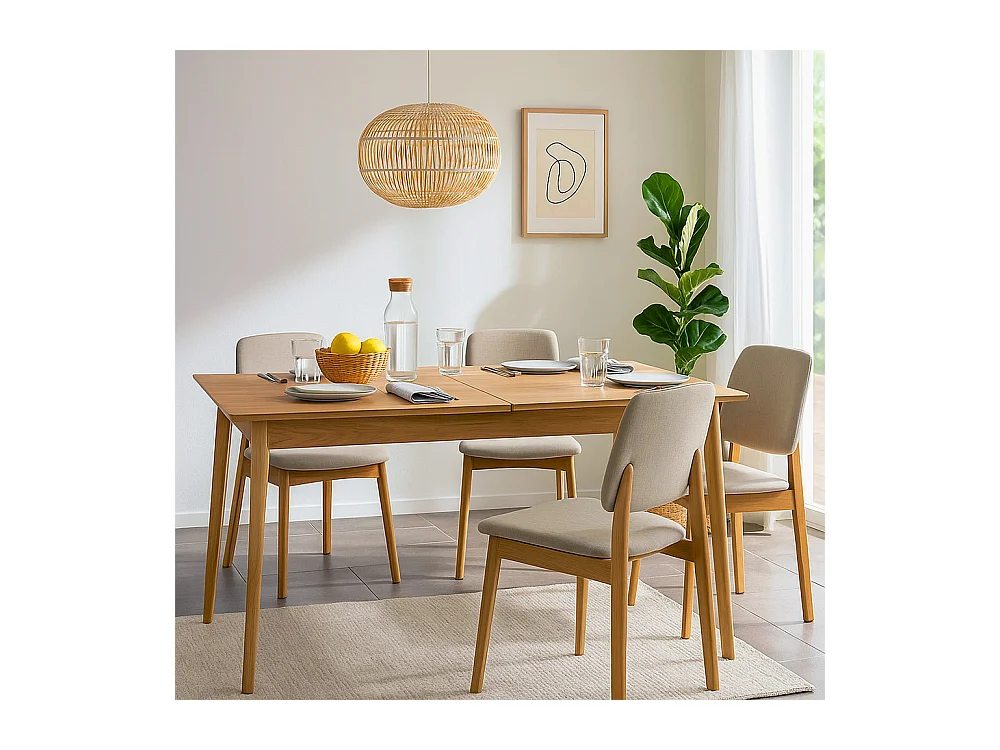 Skoll - Table à manger extensible 4 à 8 personnes 150-200x80cm - Bois clair