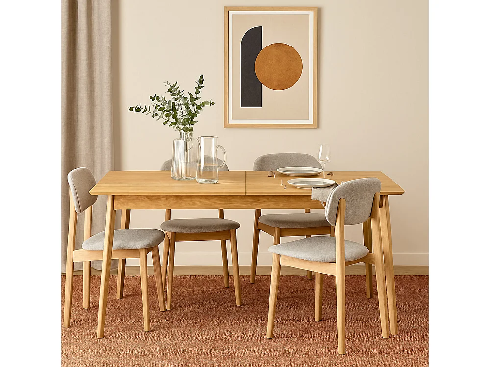 Skoll - Table à manger extensible 4 à 8 personnes 150-200x80cm - Bois clair