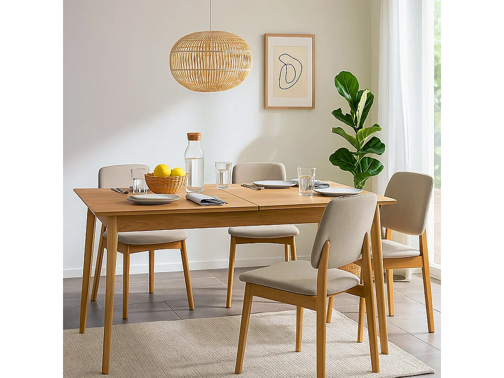 Skoll - Table à manger extensible 4 à 8 personnes 150-200x80cm - Bois clair