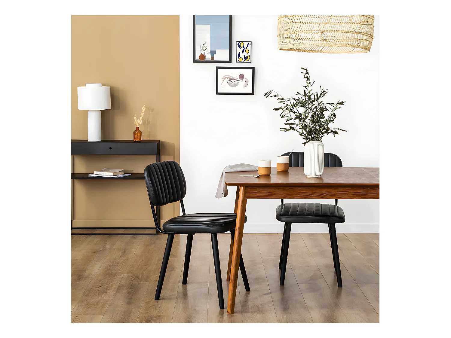 Skoll - Table à manger extensible 8 à 12 personnes 180-230x80cm - Bois foncé