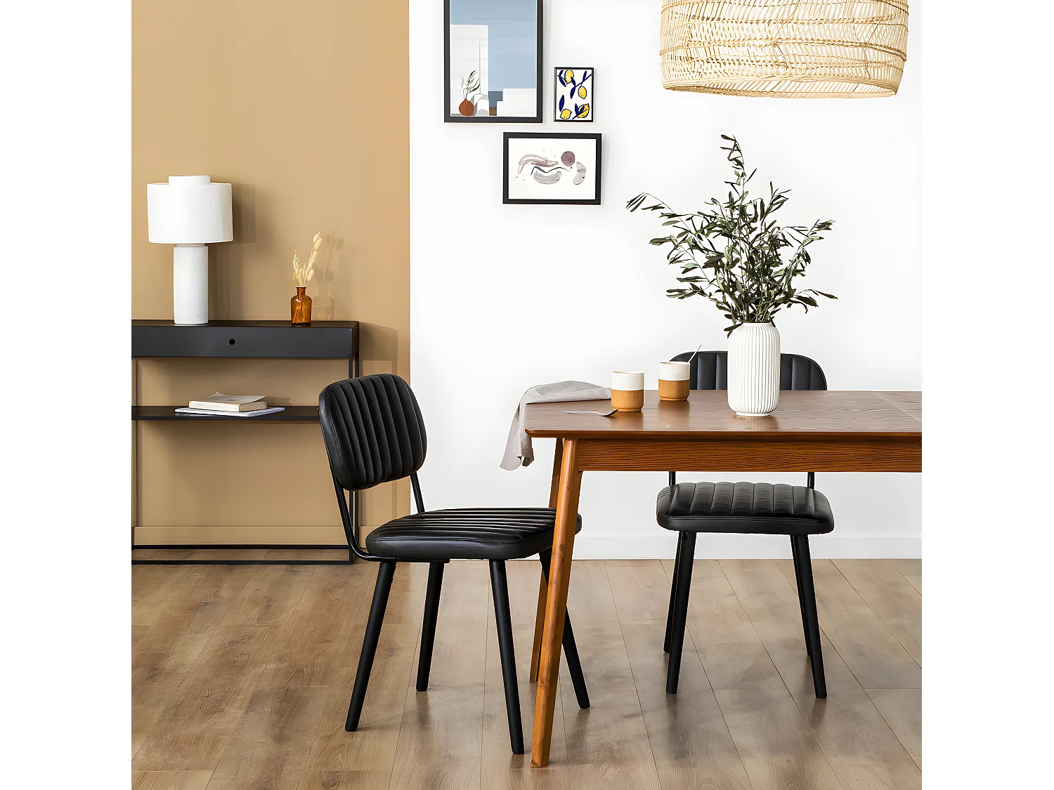 Skoll - Table à manger extensible 8 à 12 personnes 180-230x80cm - Bois foncé