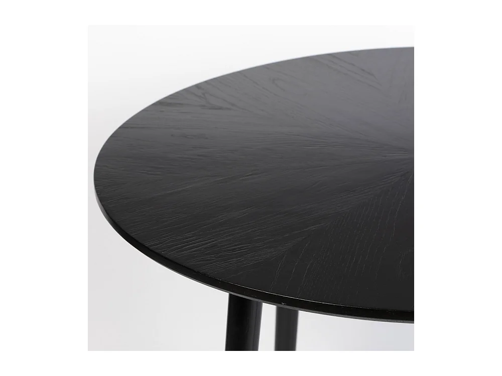 Fabio - Table à manger 4 personnes ronde en bois - Noir