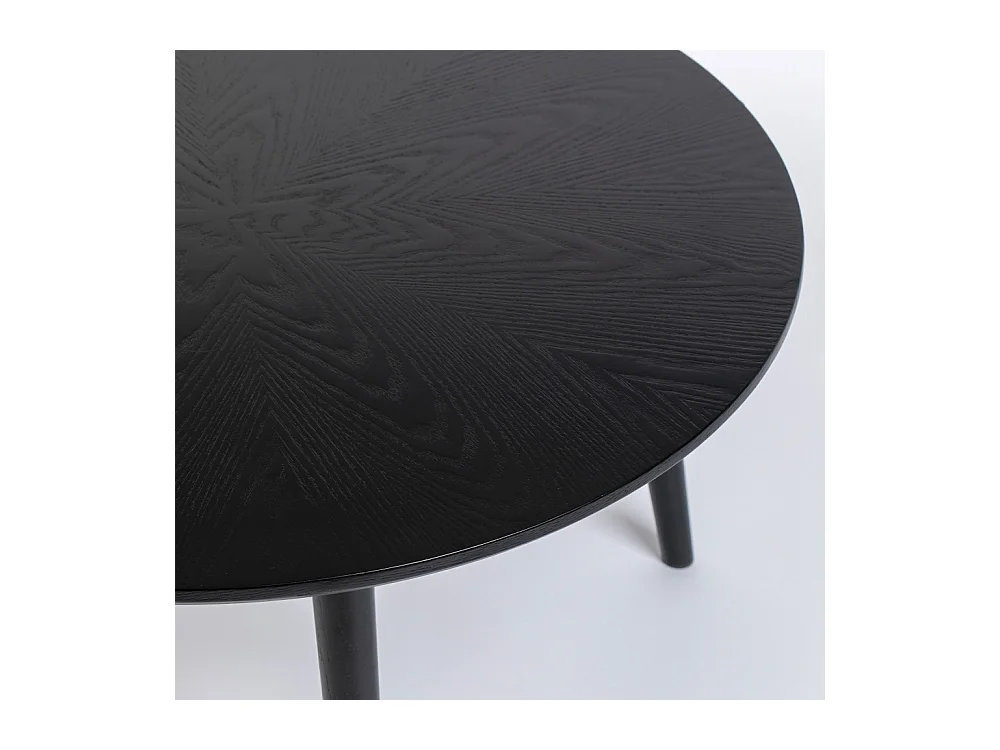 Fabio - Table à manger 4 personnes ronde en bois - Noir