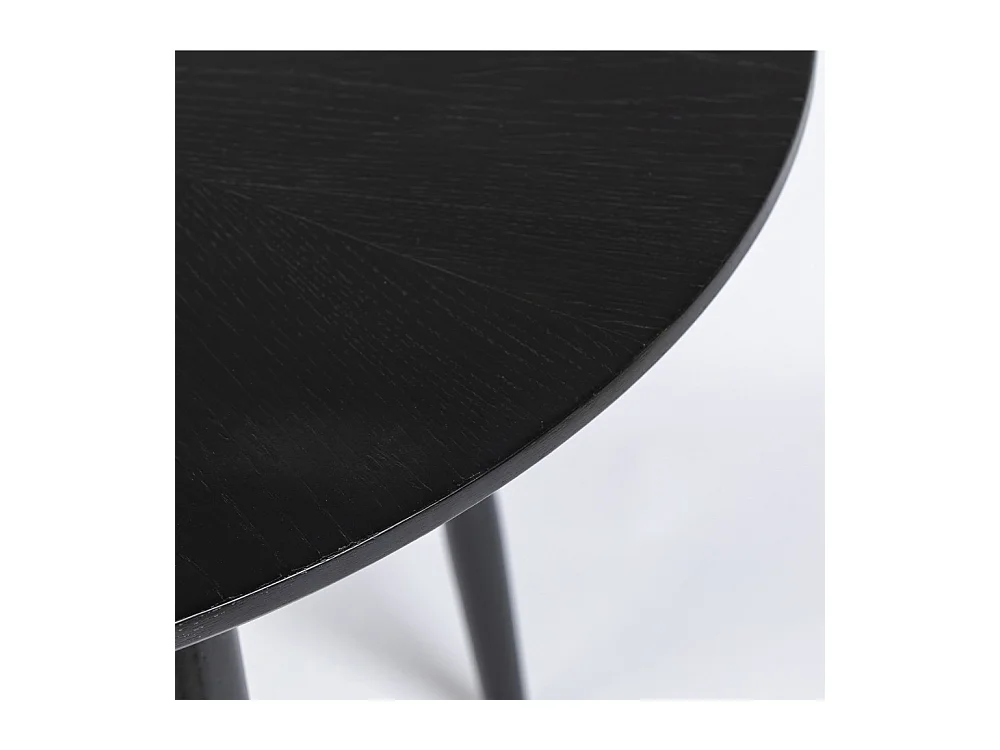 Fabio - Table à manger 4 personnes ronde en bois - Noir