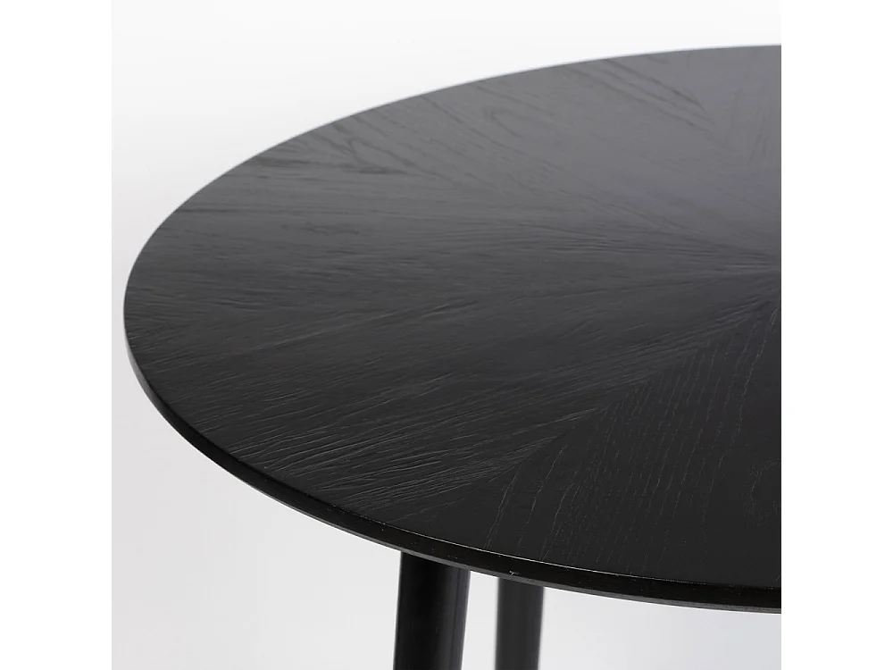 Fabio - Table à manger 4 personnes ronde en bois - Noir