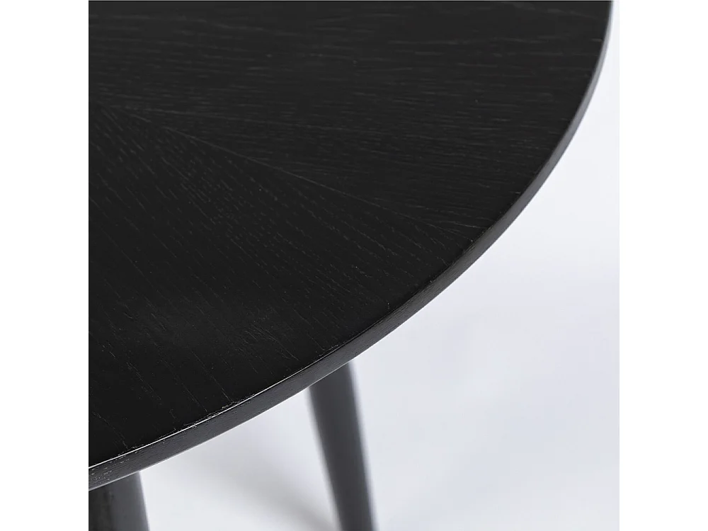 Fabio - Table à manger 4 personnes ronde en bois - Noir