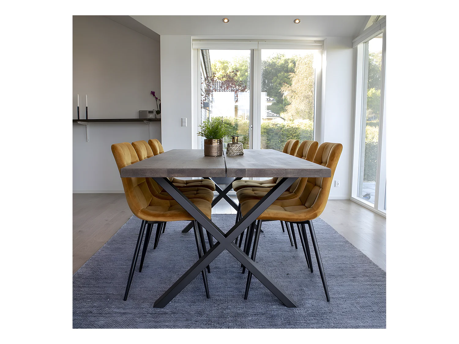 Montpellier - Table à manger en bois et métal - Couleur - Bois foncé / noir