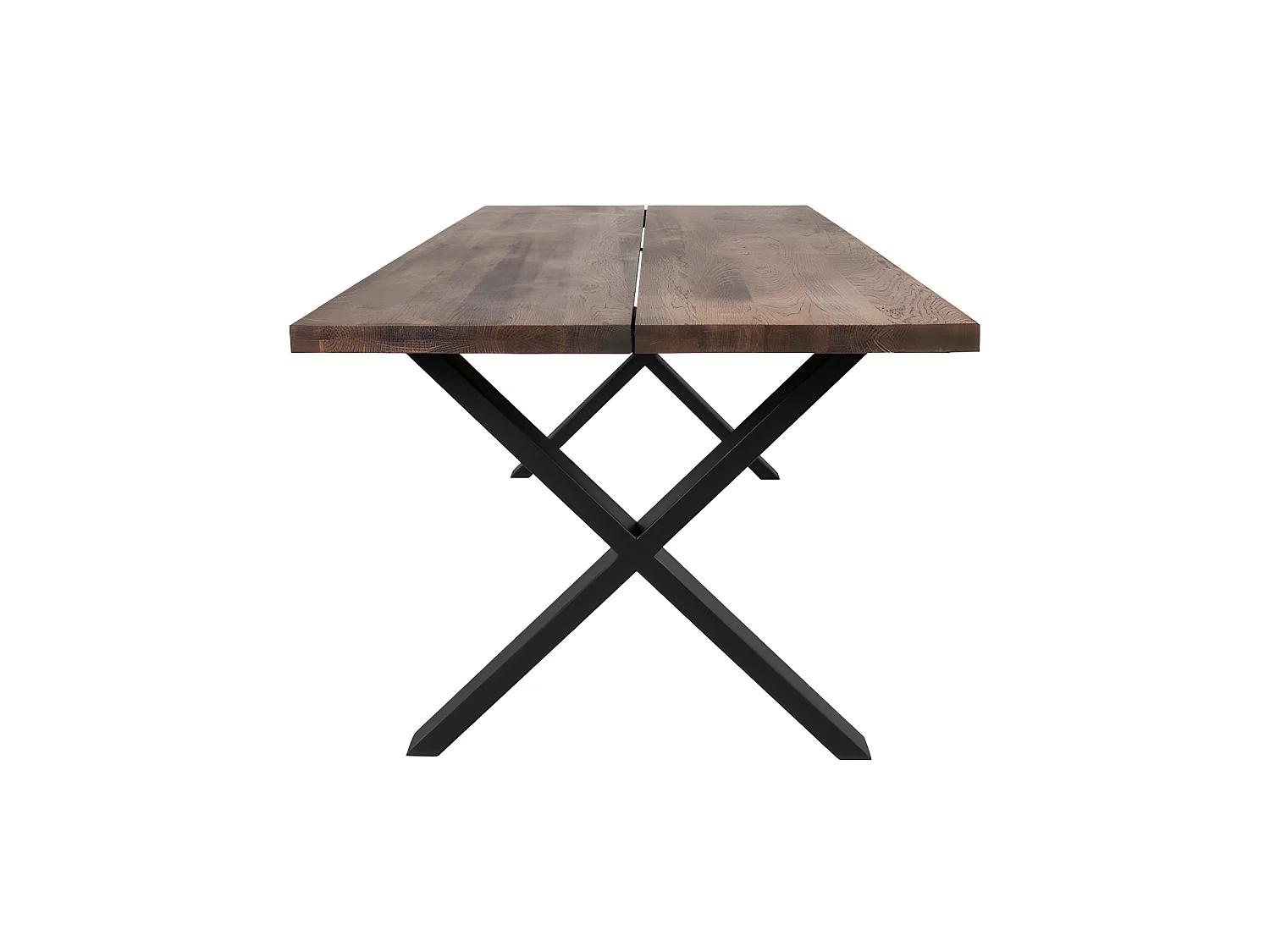 Montpellier - Table à manger en bois et métal - Couleur - Bois foncé / noir