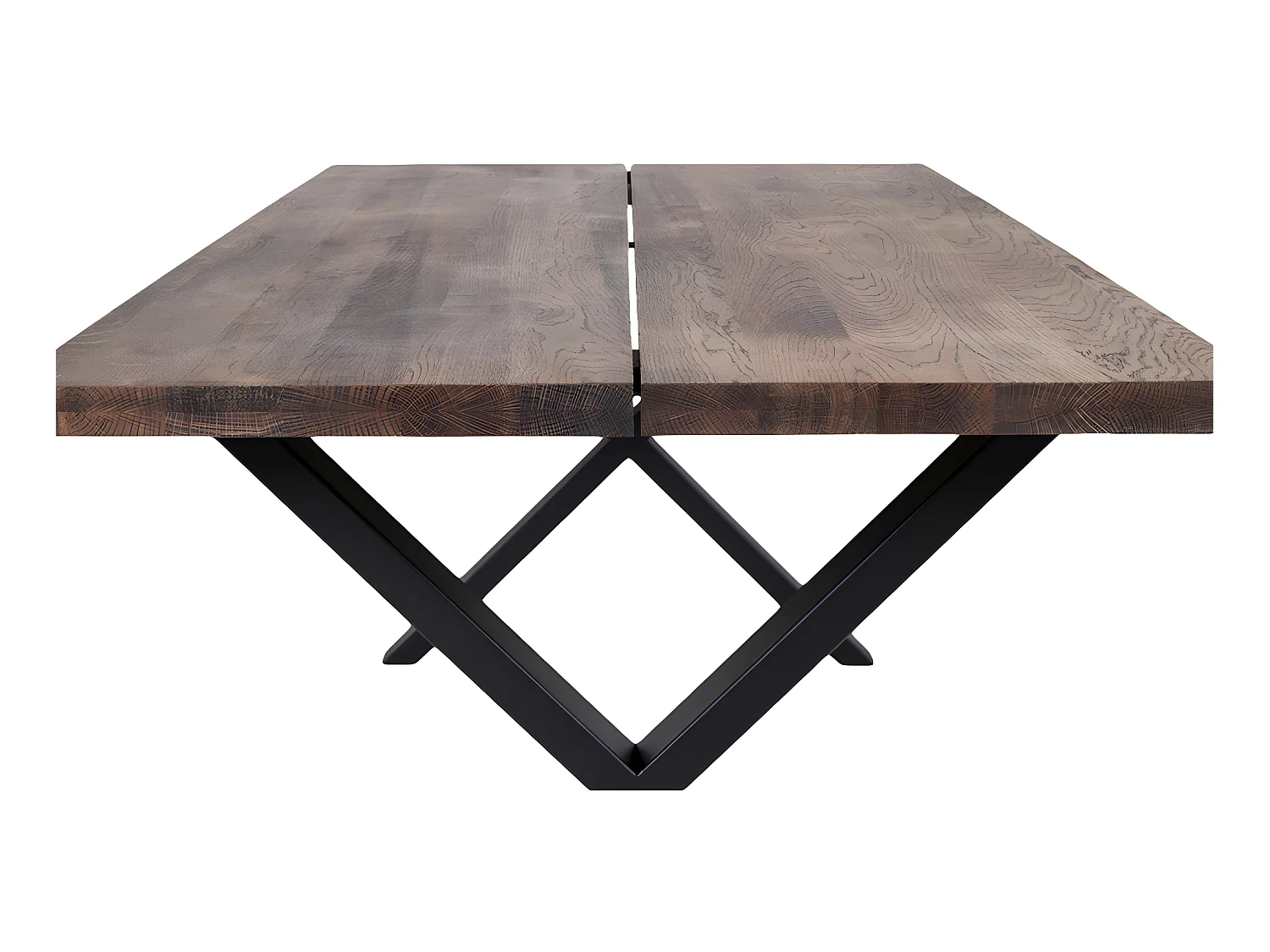 Montpellier - Table à manger en bois et métal - Couleur - Bois foncé / noir