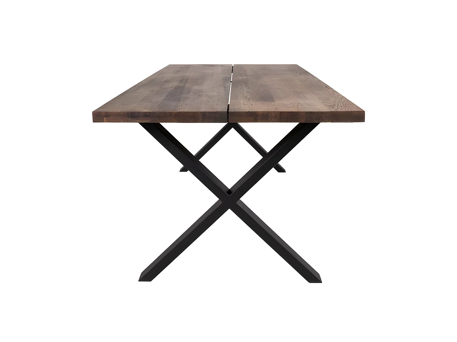 Montpellier - Table à manger en bois et métal - Couleur - Bois foncé / noir