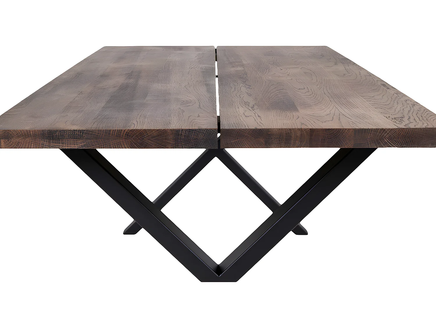 Montpellier - Table à manger en bois et métal - Couleur - Bois foncé / noir