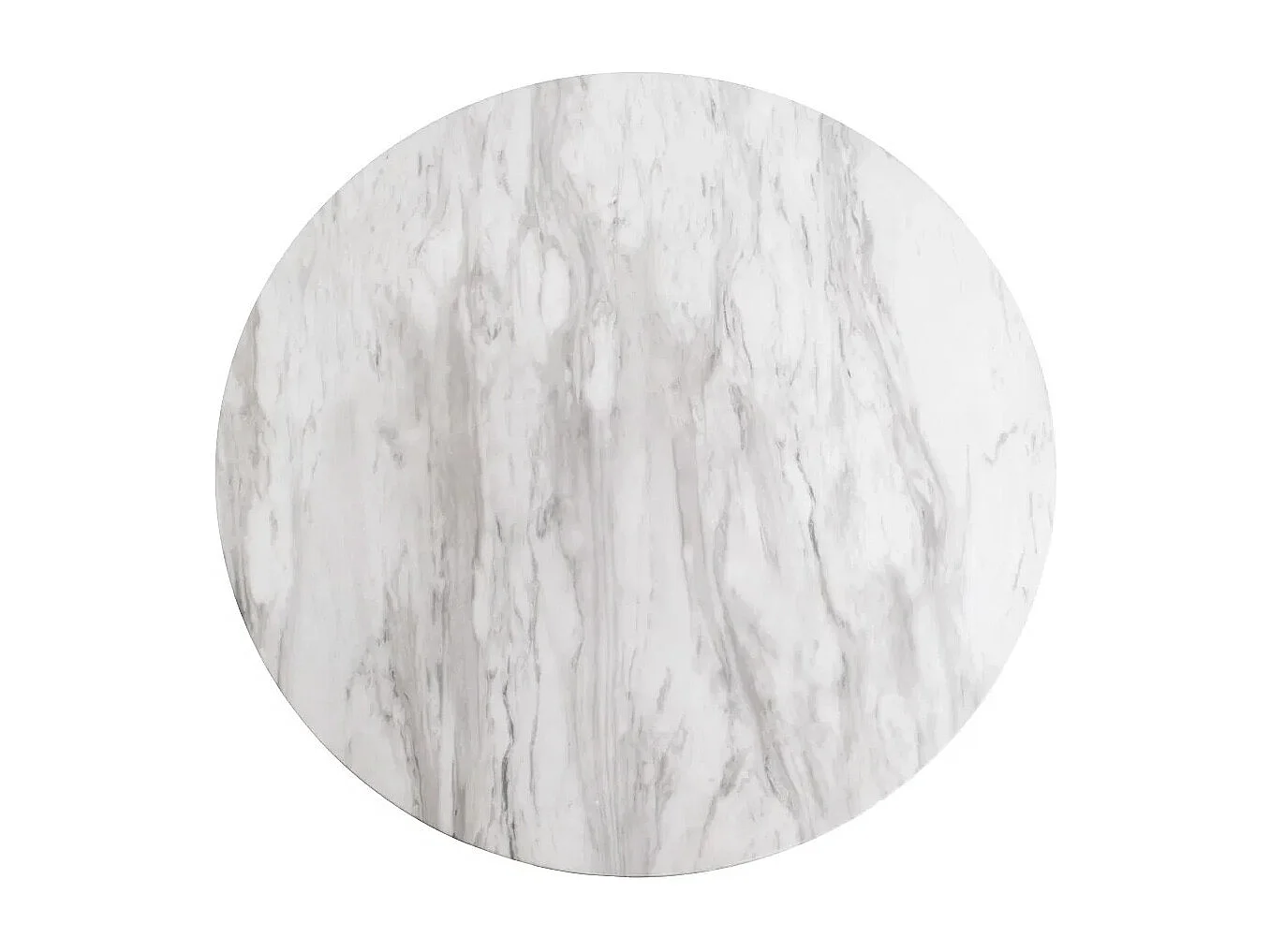 Table à manger ronde PIZA – Effet marbre blanc et pied laiton doré-Diamètre 90 cm